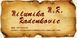 Milunika Radenković vizit kartica